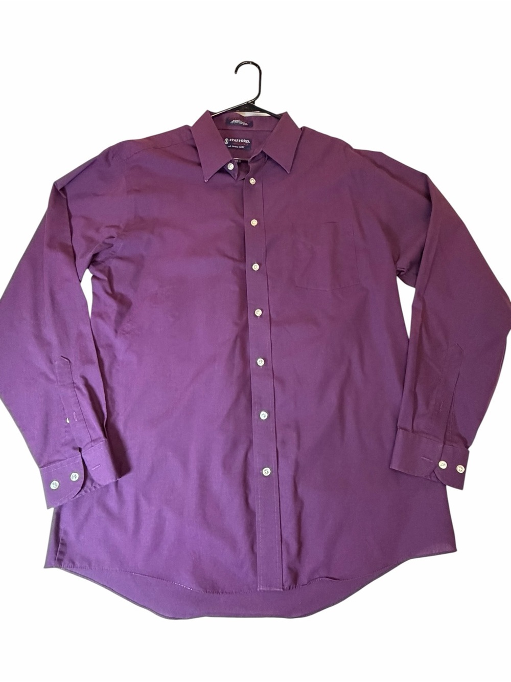 Stafford Men's Solid Purple Long-Sleeve Dress Shirt